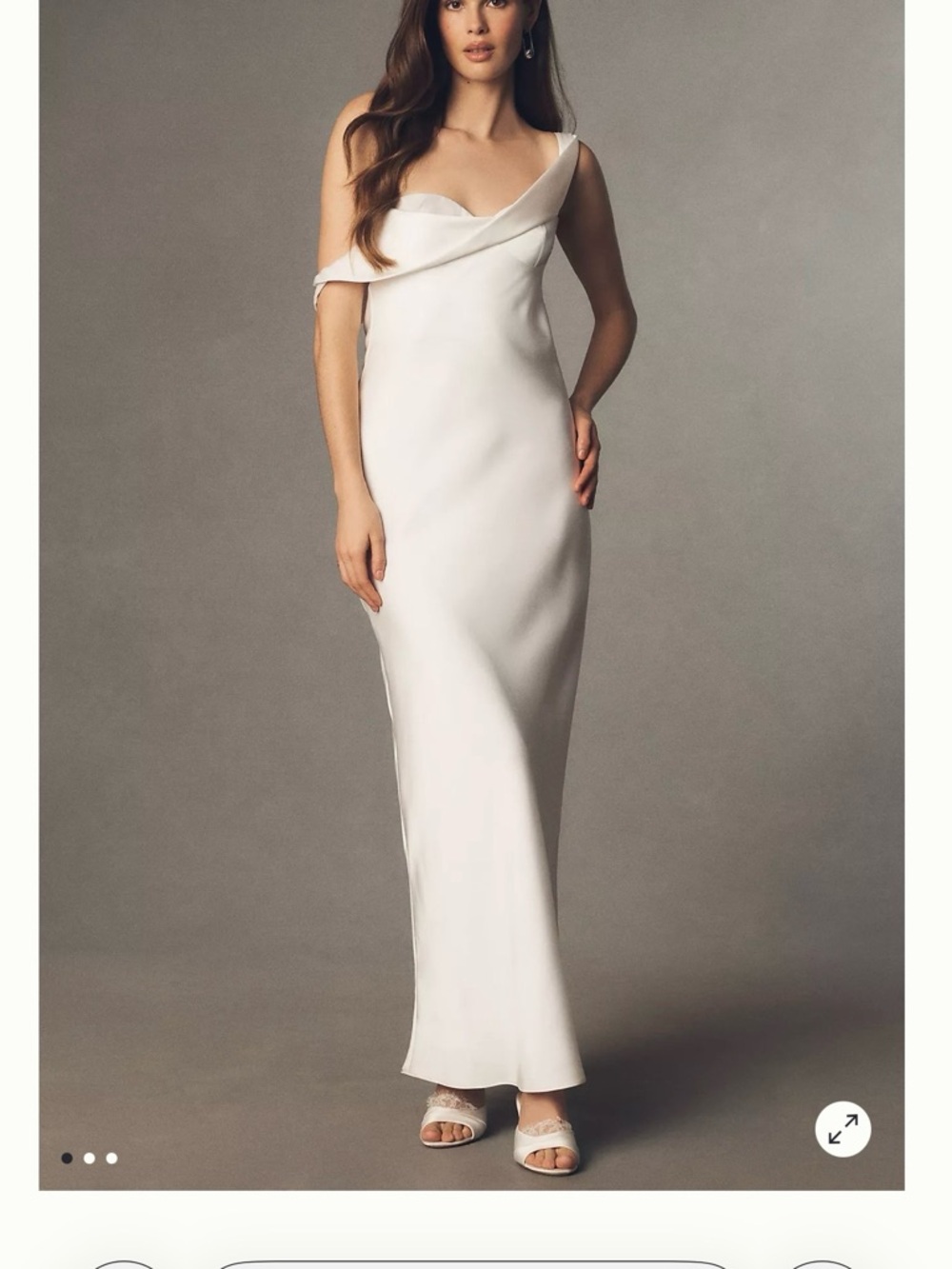 Anthropologie Off-White Asymmetric Satin Bridal Gown